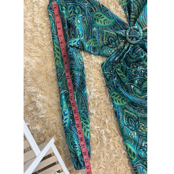 Sunday Up Women's Sz M Blue Multicolor Paisley Backless Halter Midi Dress #0325 - Picture 12 of 13